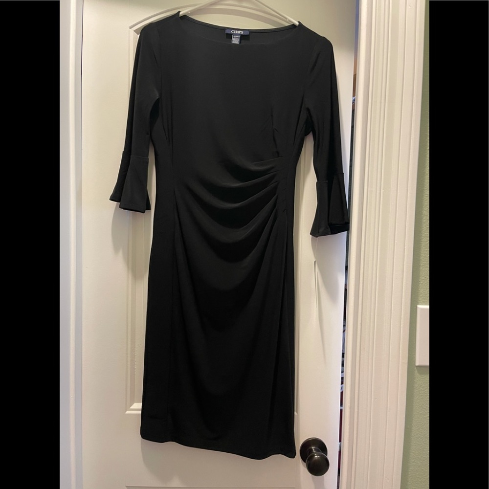 Chaps black dress with bell sleeve